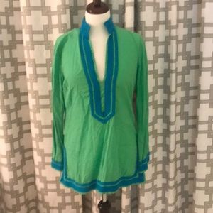 Tory Burch Tory tunic in green and blue